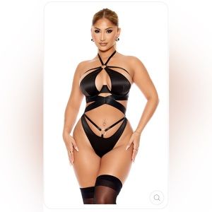 Black satin lingerie